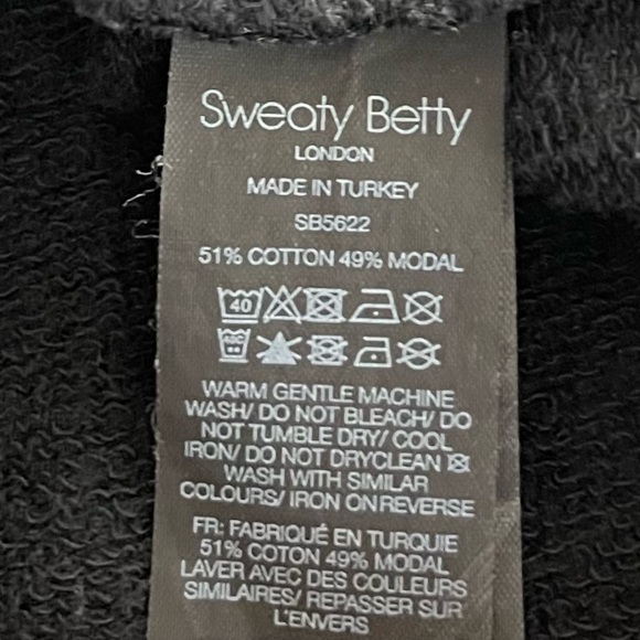 Sweaty Betty After Class Black High Low Side Slit Sweatshirt Thumb Holes Medium - Picture 11 of 12